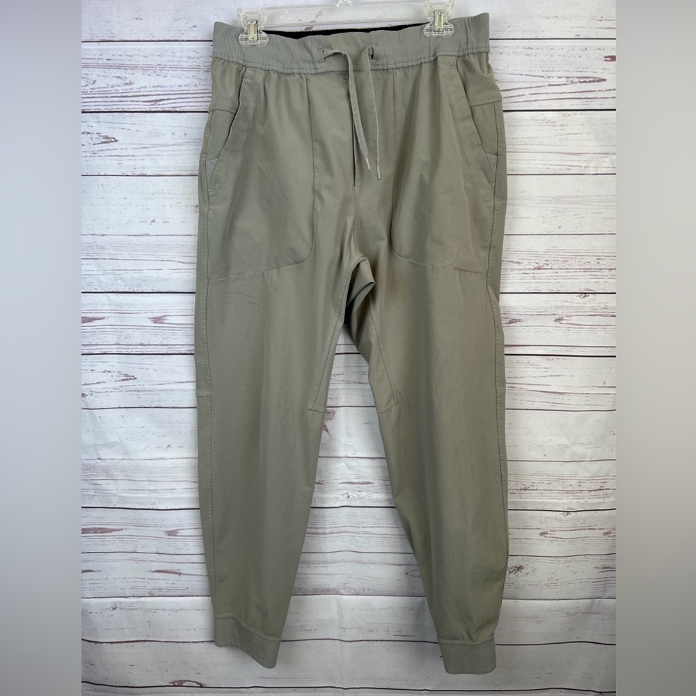 Lululemon ABC Men's Jogger Pants sz Large Khaki Gray Drawstring Waist